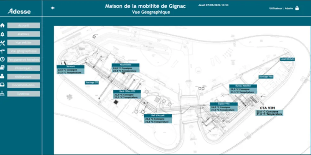 Maison du Tourismes et des Mobilités Gignac Supervision Vue 1 Supervision GTB Maison du Tourismes et des Mobilités Gignac