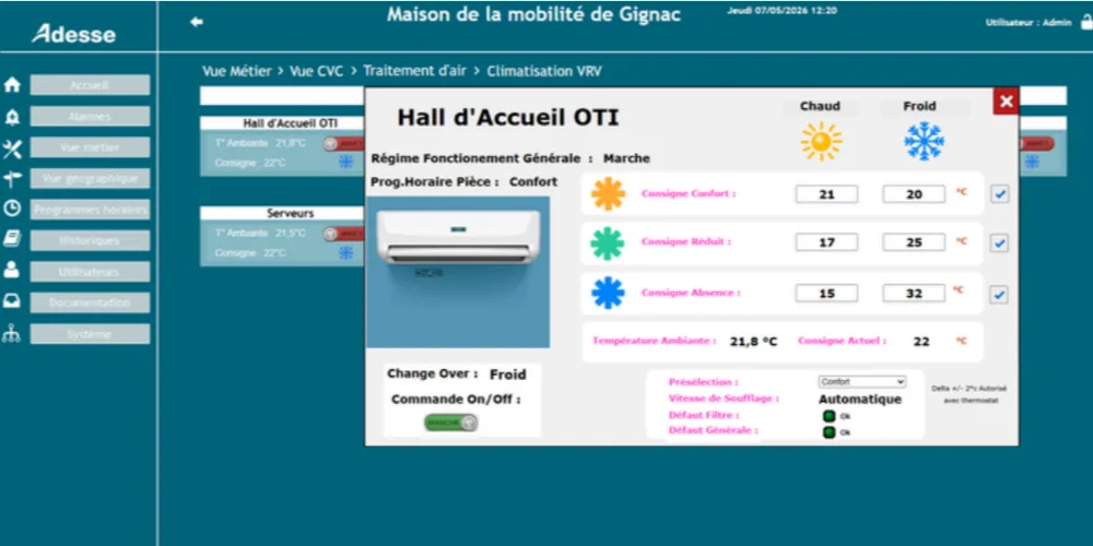 Maison du Tourismes et des Mobilités Gignac Supervision Vue 3 Supervision GTB Maison du Tourismes et des Mobilités Gignac